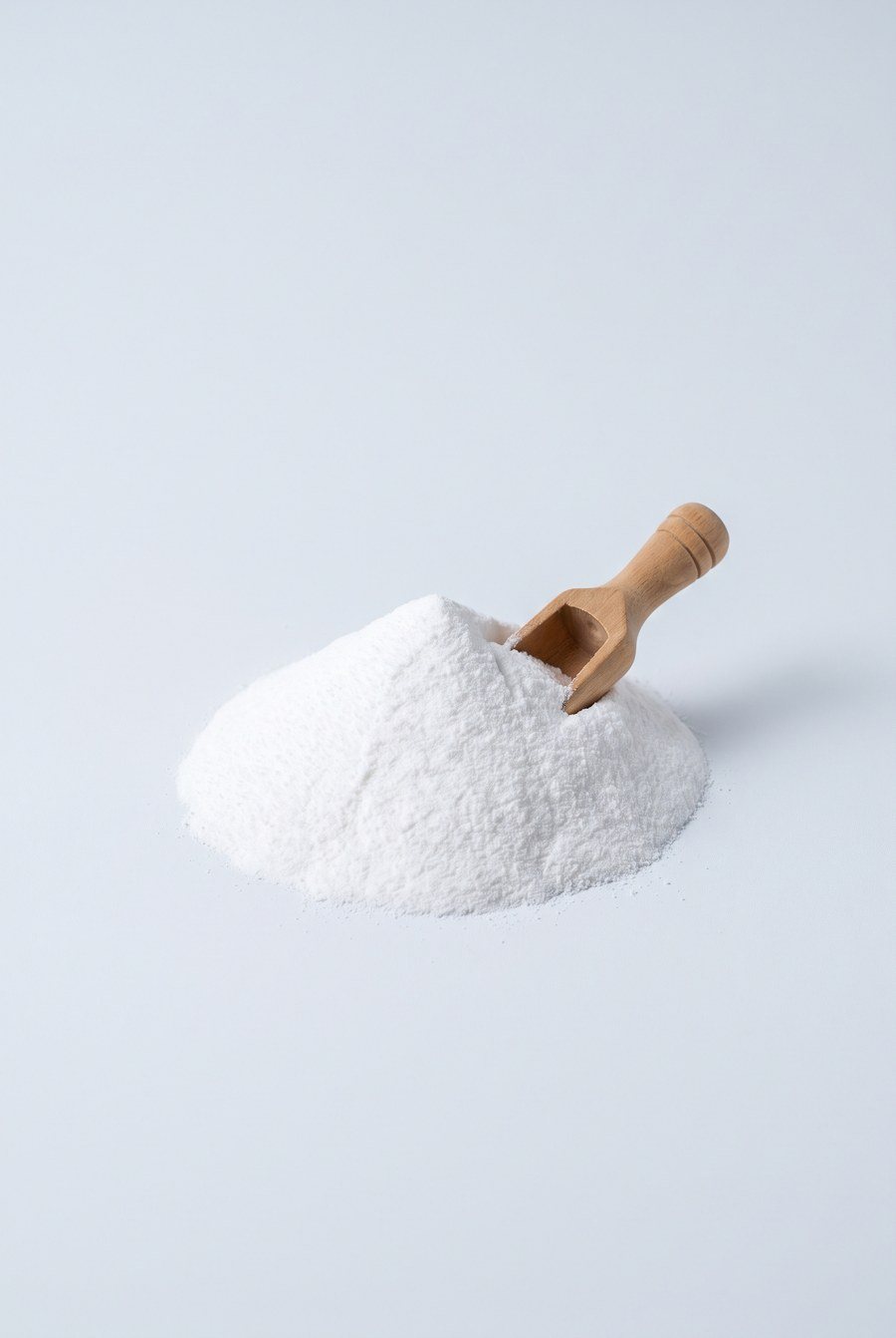 Un montoncito de polvo blanco de celulosa.